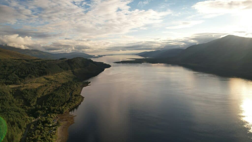 Aerial view of the Loch Ness Scotland